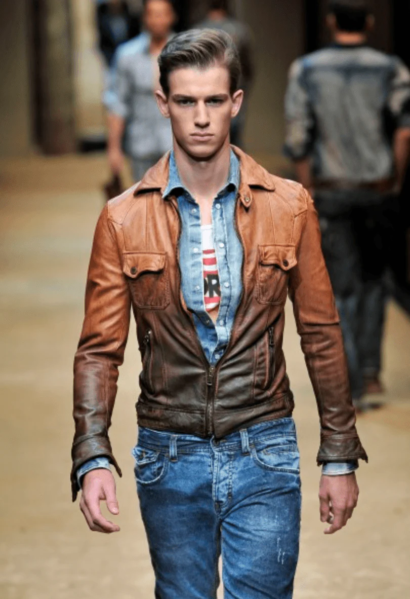 SS2010 Dolce & Gabbana Brown Gradient Leather Jacket - Image 2