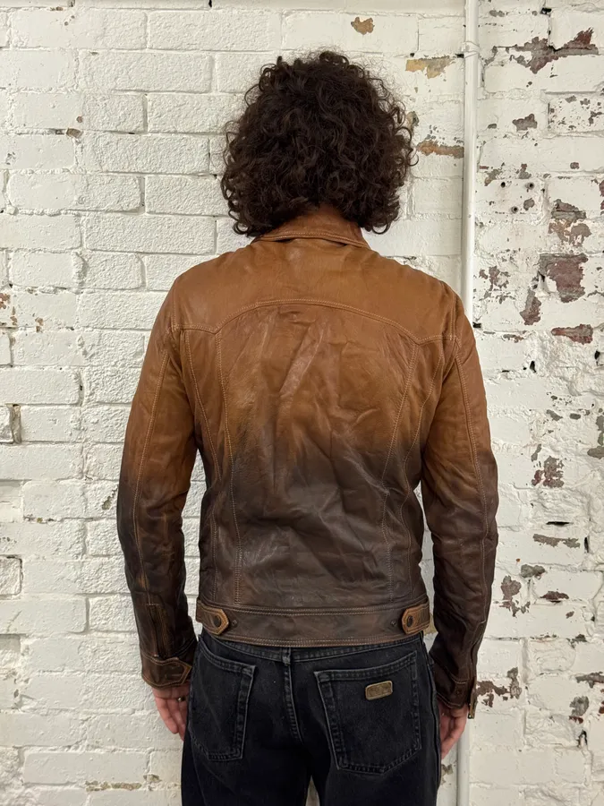 SS2010 Dolce & Gabbana Brown Gradient Leather Jacket - Image 4