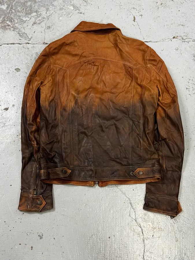 SS2010 Dolce & Gabbana Brown Gradient Leather Jacket - Image 5