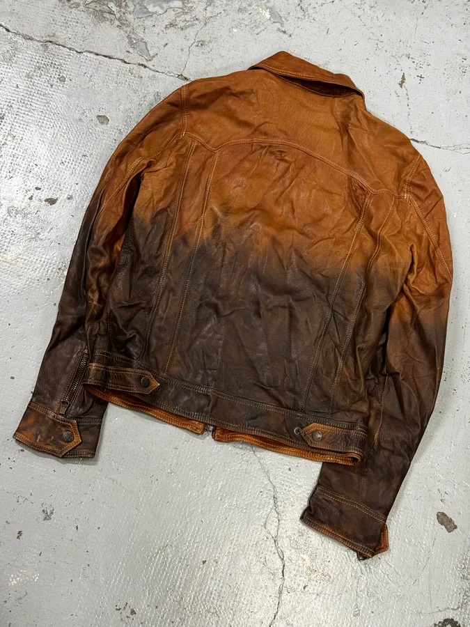 SS2010 Dolce & Gabbana Brown Gradient Leather Jacket - Image 7