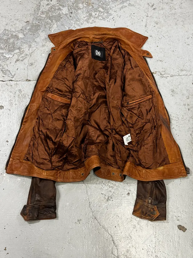 SS2010 Dolce & Gabbana Brown Gradient Leather Jacket - Image 8