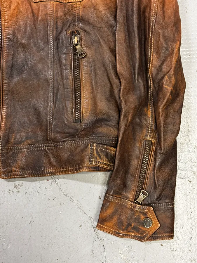 SS2010 Dolce & Gabbana Brown Gradient Leather Jacket - Image 9