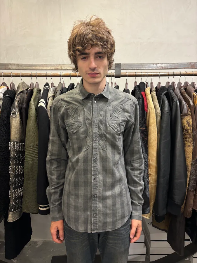 SS2010 Dolce & Gabbana Western Checked Grey Overshirt - Image 2