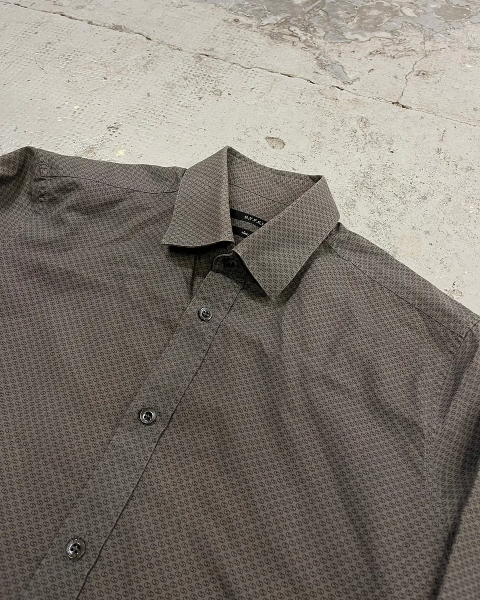SS2010 Gucci Grey Monogram Slim Shirt by Frida Giannini - Image 5