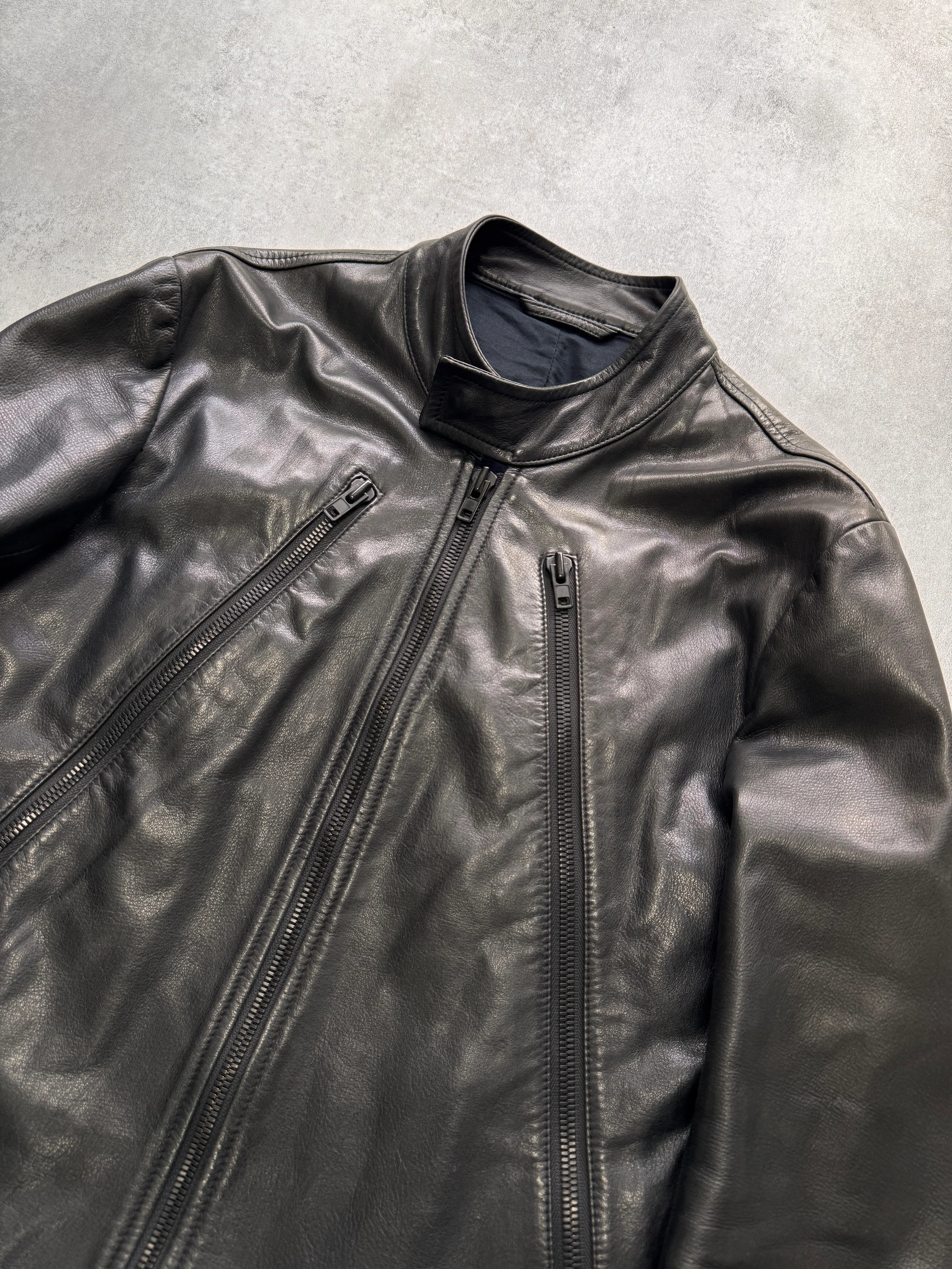 SS2010 Maison Margiela 5-Zip Black Leather Jacket - Image 3