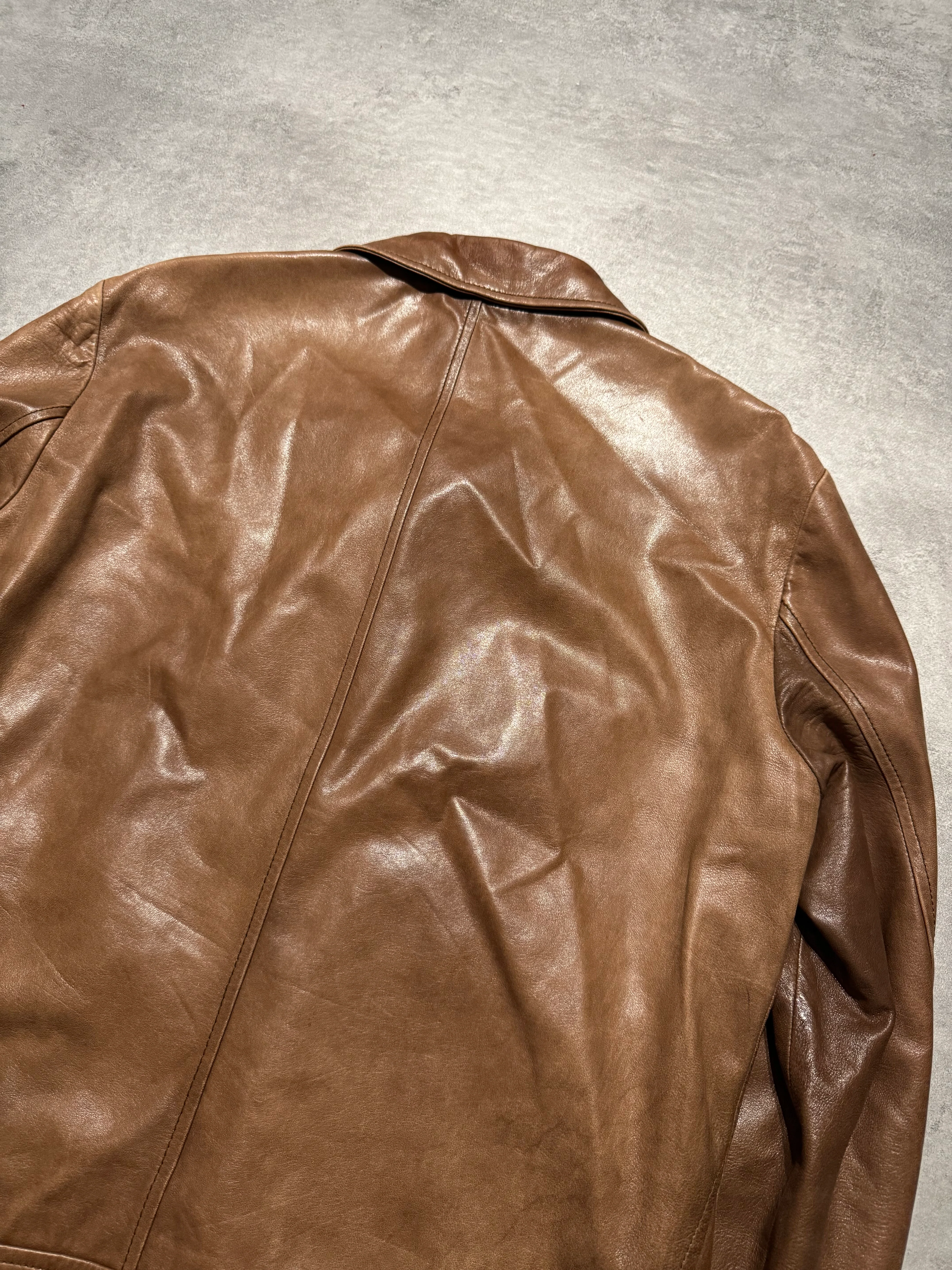 SS2010 Prada Brown Leather Jacket - Image 4