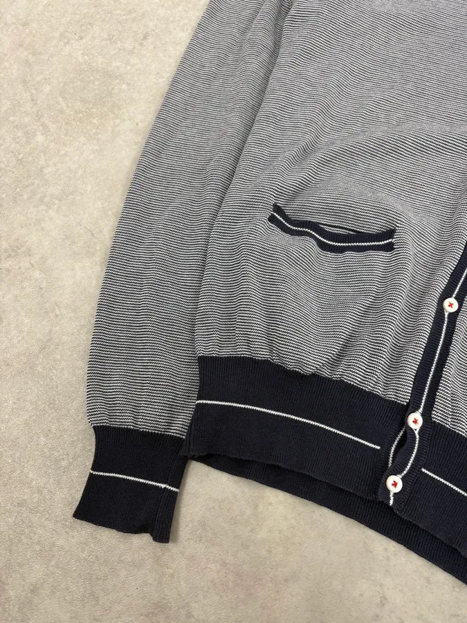 SS2011 Dsquared2 Navy & White Wool Striped Cardigan - Image 8