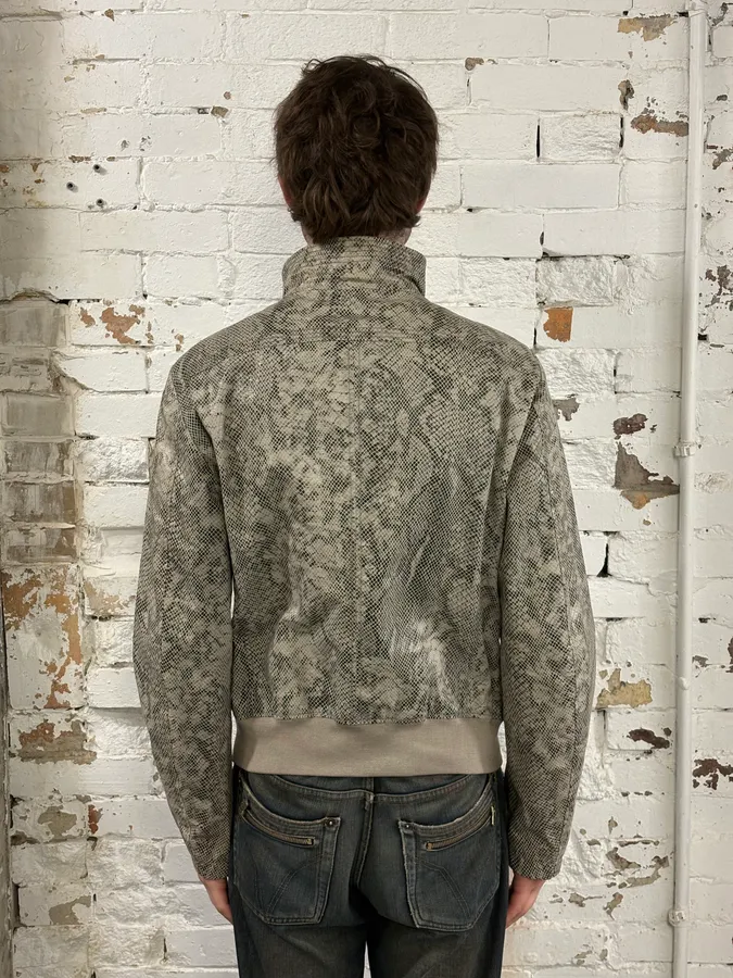 SS2011 Emporio Armani Beige Python Effect Multi Zip Jacket - Image 4