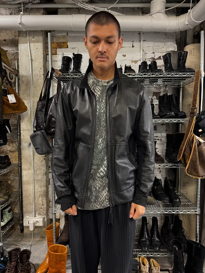 SS2011 Emporio Armani Black Leather Jacket - Image 2