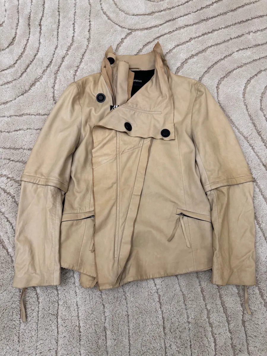 SS2011 Emporio Armani Jedi Biker Leather Jacket - Image 2
