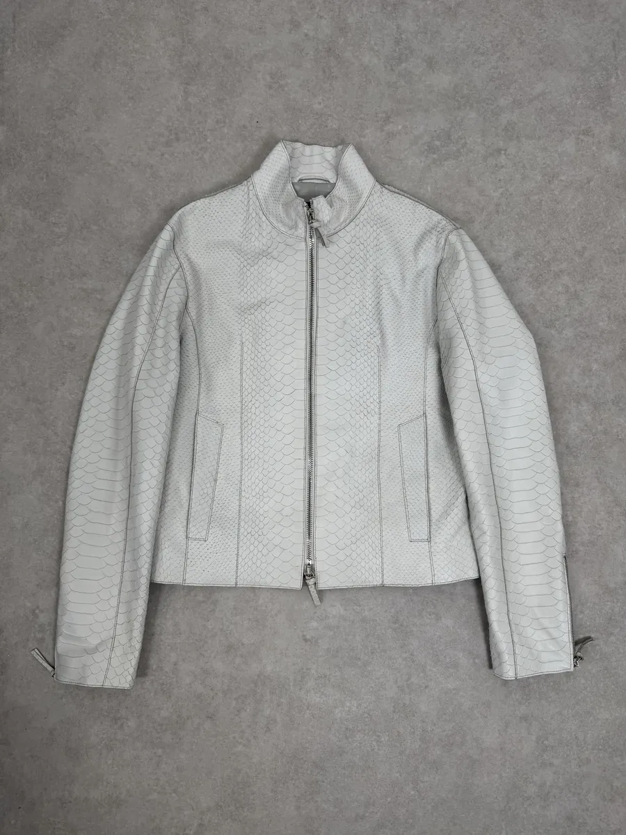 SS2011 Emporio Armani Python Embossed White Leather Jacket