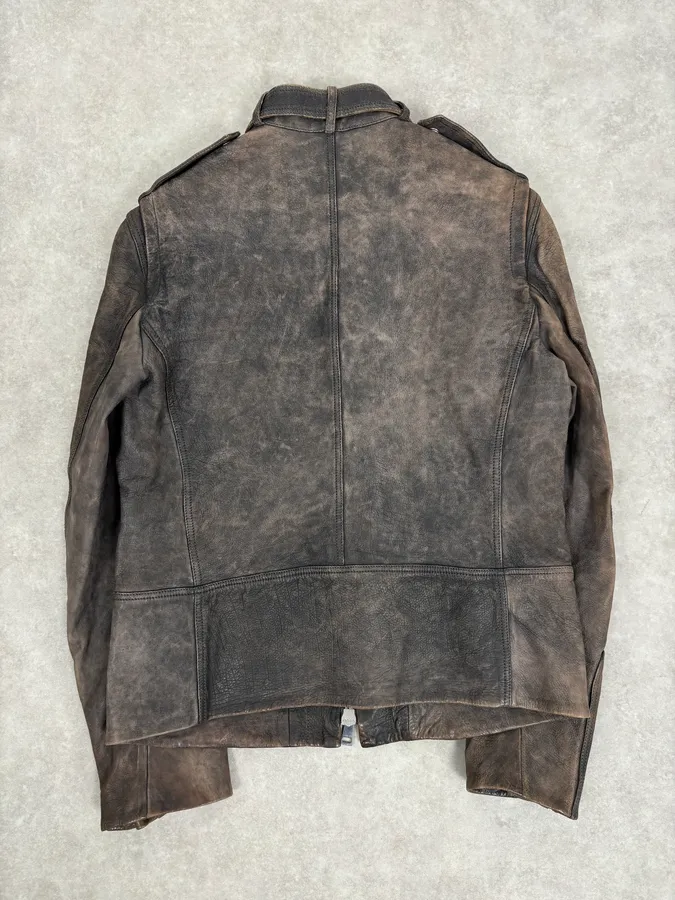 SS2011 Gucci Brown Eroded Leather Premium Jacket by Frida Giannini - Image 7