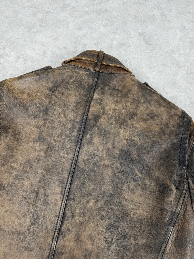 SS2011 Gucci Brown Eroded Leather Premium Jacket by Frida Giannini - Image 6