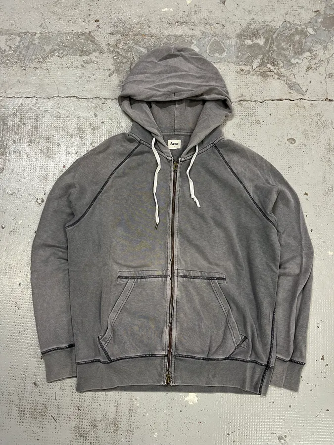 SS2012 Acne Studios Grey Faded Zip-up College Hoodie