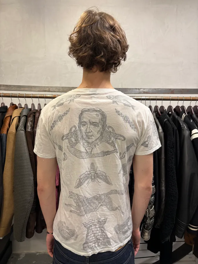 SS2012 Alexander Mcqueen V Neck White Symmetrical T-Shirt - Image 3