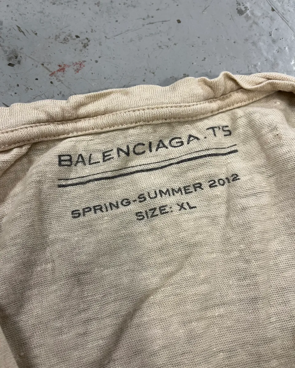 SS2012 Balenciaga Beige Ornamental Embroidered T-Shirt - Image 8