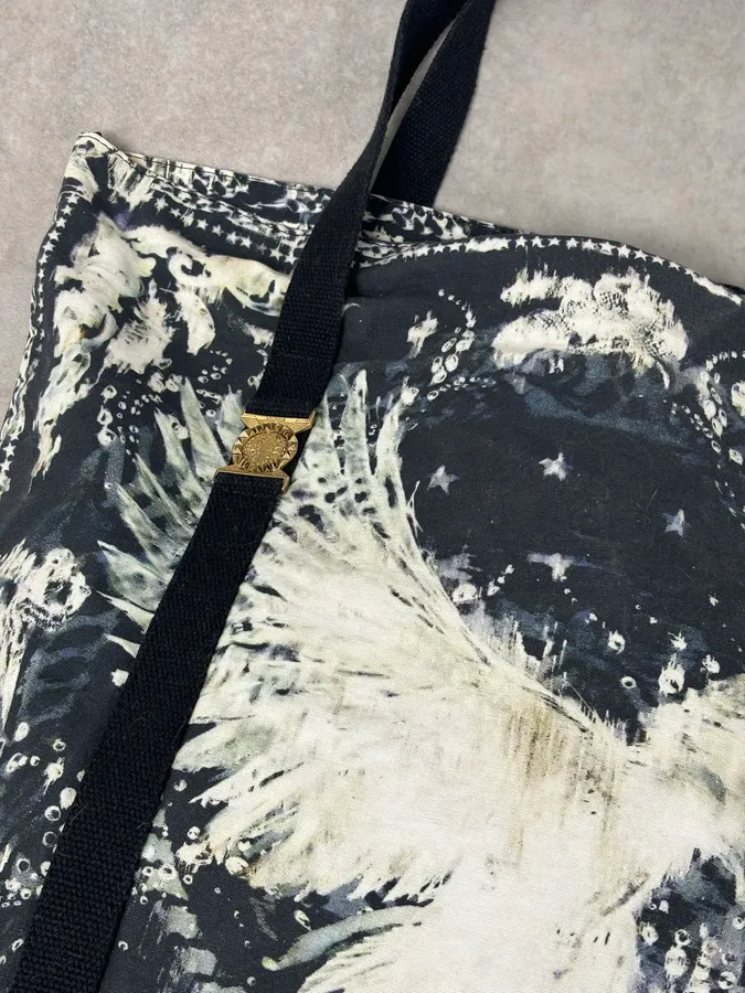 SS2012 Balmain Navy Cream Eagle Floral Tote Bag - Image 7