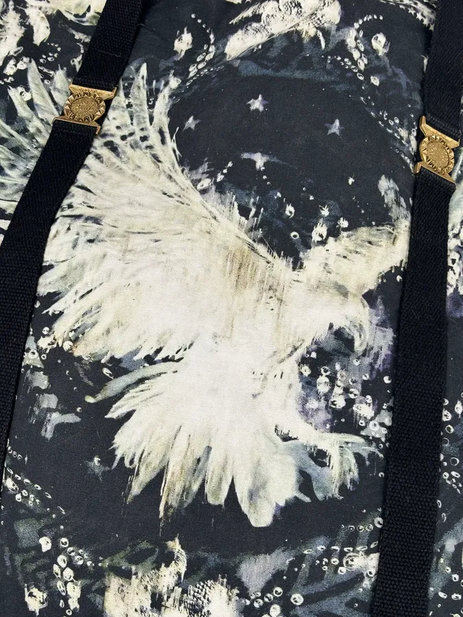 SS2012 Balmain Navy Cream Eagle Floral Tote Bag - Image 8
