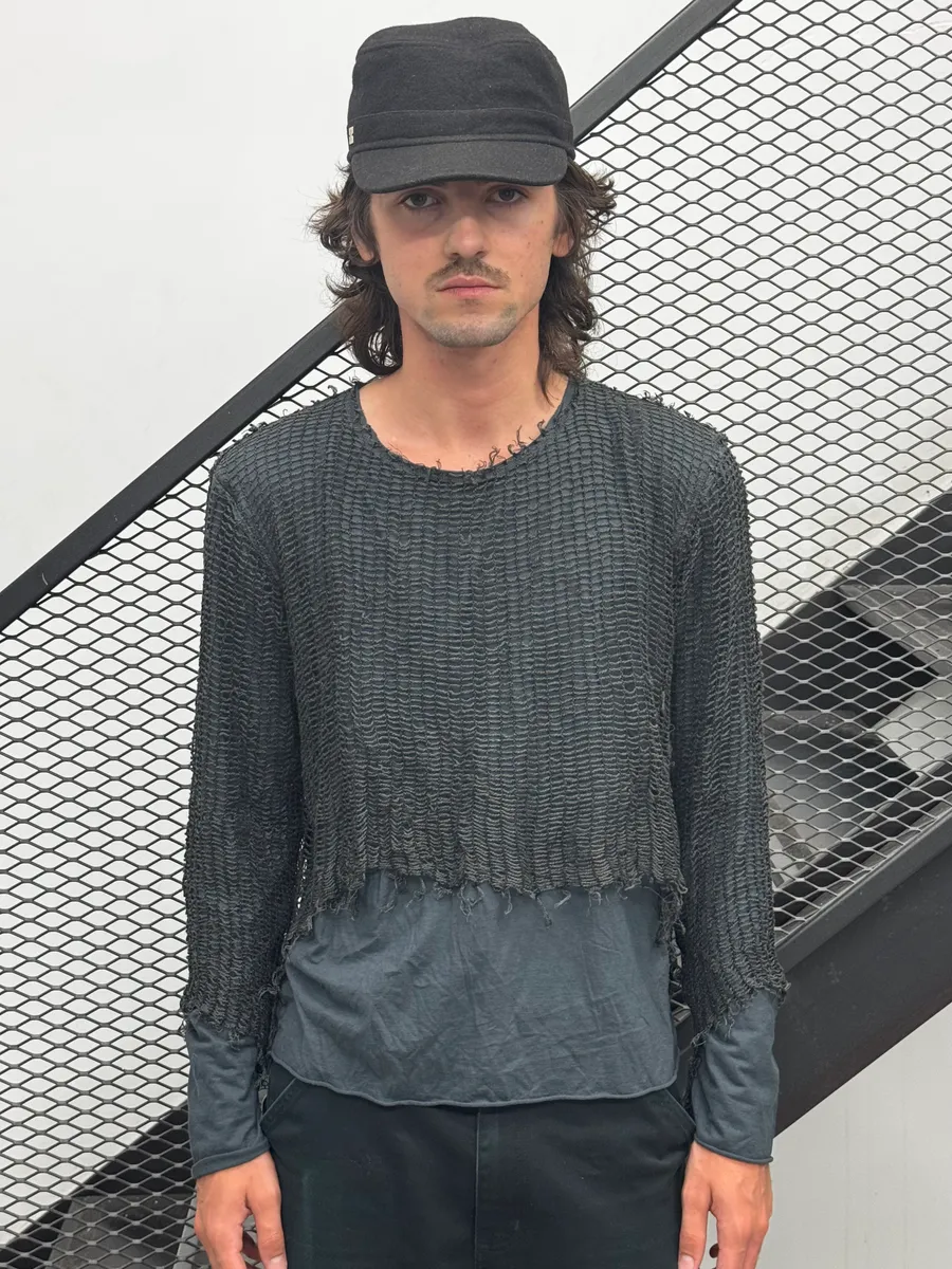 SS2012 Dolce & Gabbana Web Mesh Navy & Black Longsleeve - Image 2