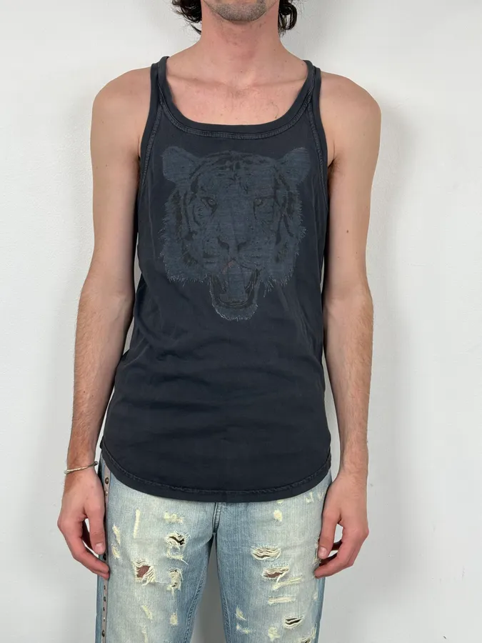 SS2012 Dsquared2 Black Faded Tiger Tank Top - Image 2