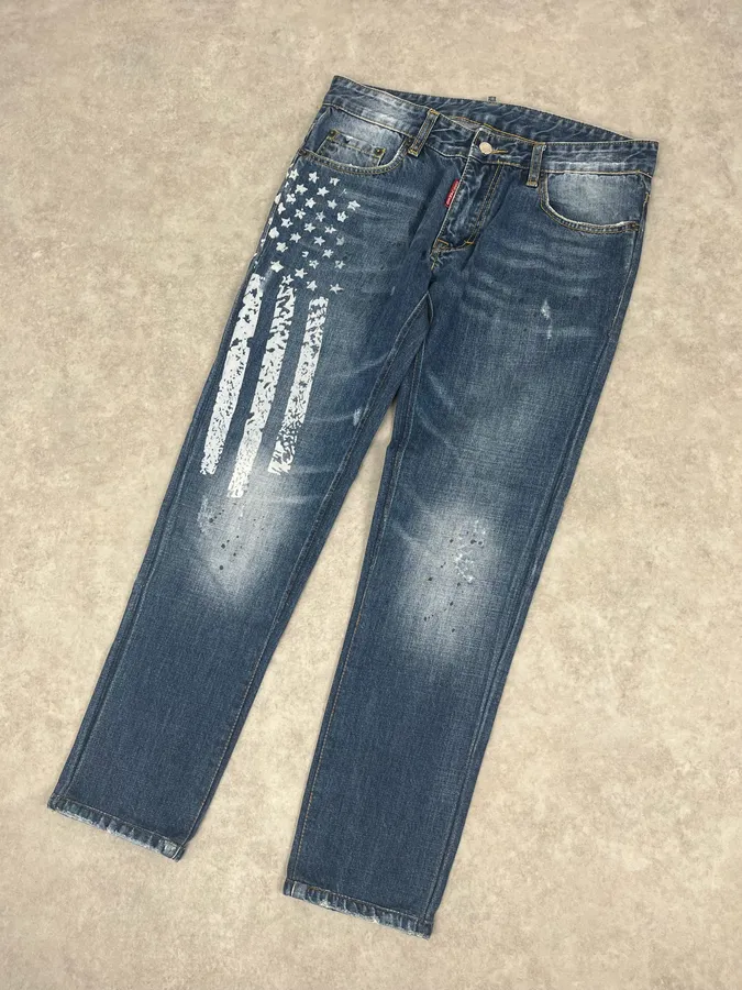 SS2012 Dsquared2 Blue USA Flag Print Blue Denim Jeans - Image 5