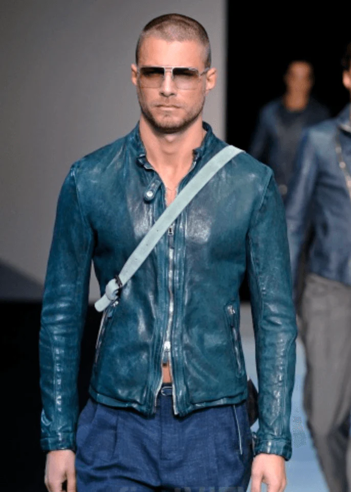 SS2012 Emporio Armani Black Biker Leather Jacket - Image 2