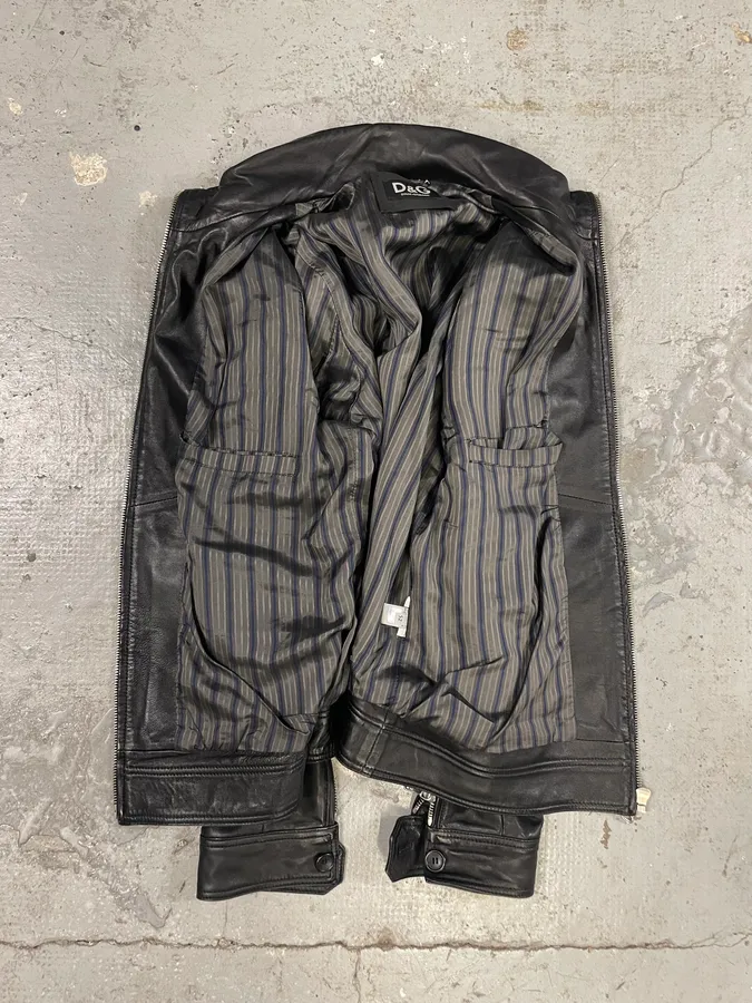 SS2012 Emporio Armani Black Leather Asymmetrical Jacket - Image 6