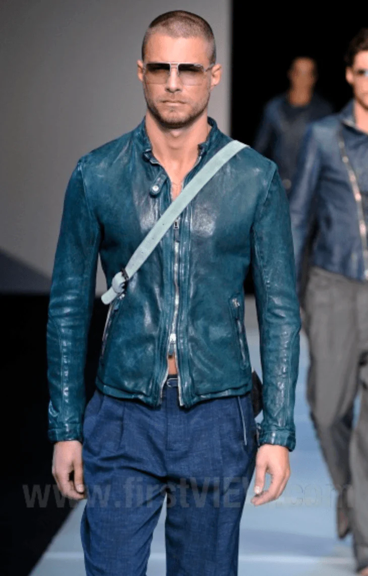SS2012 Emporio Armani Black Leather Biker Jacket - Image 2