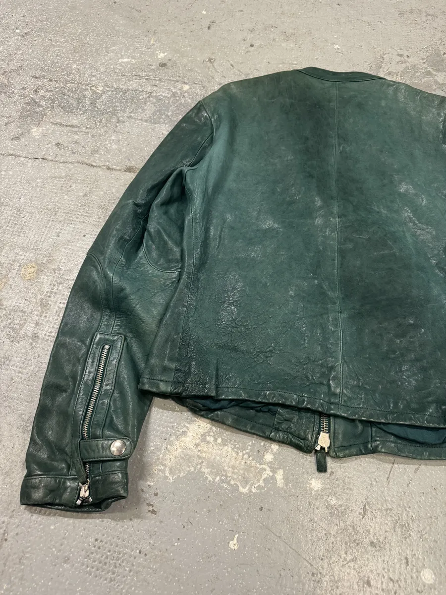 SS2012 Emporio Armani Pure Raw Green Leather Jacket - Image 6