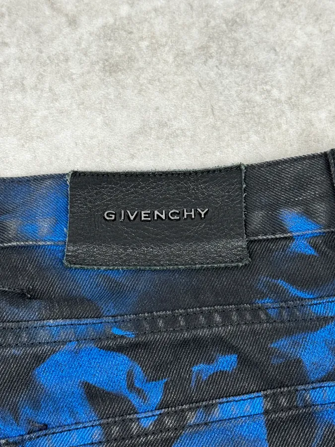 SS2012 Givenchy Black & Blue Abstract Waxed Denim Jeans - Image 8