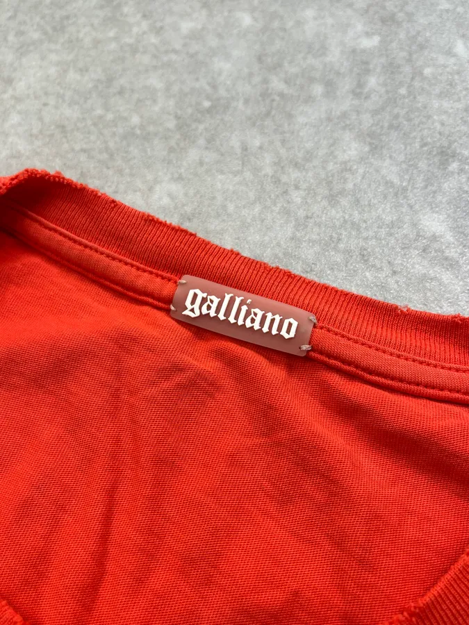 SS2012 John Galliano Embroidered Logo Red T-Shirt - Image 10