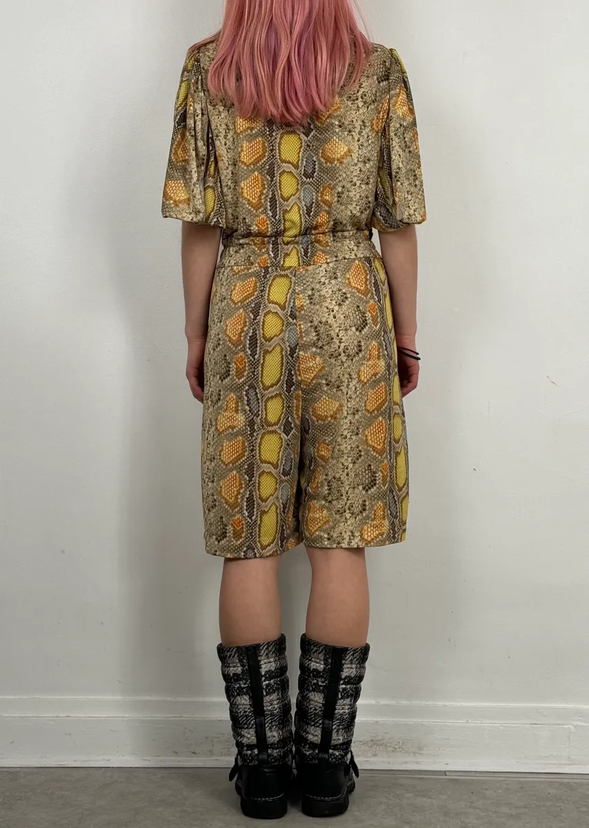 SS2012 John Galliano Mustard Snakeskin Trompe LOeil Jumpsuit - Image 2