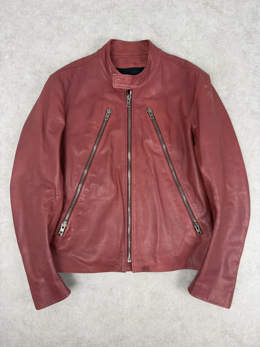 SS2012 Maison Margiela 5 Zip Red Leather Jacket