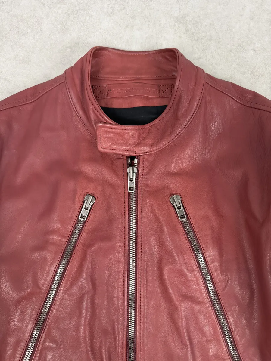 SS2012 Maison Margiela 5 Zip Red Leather Jacket - Image 11