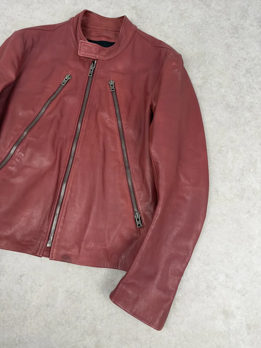 SS2012 Maison Margiela 5 Zip Red Leather Jacket - Image 12
