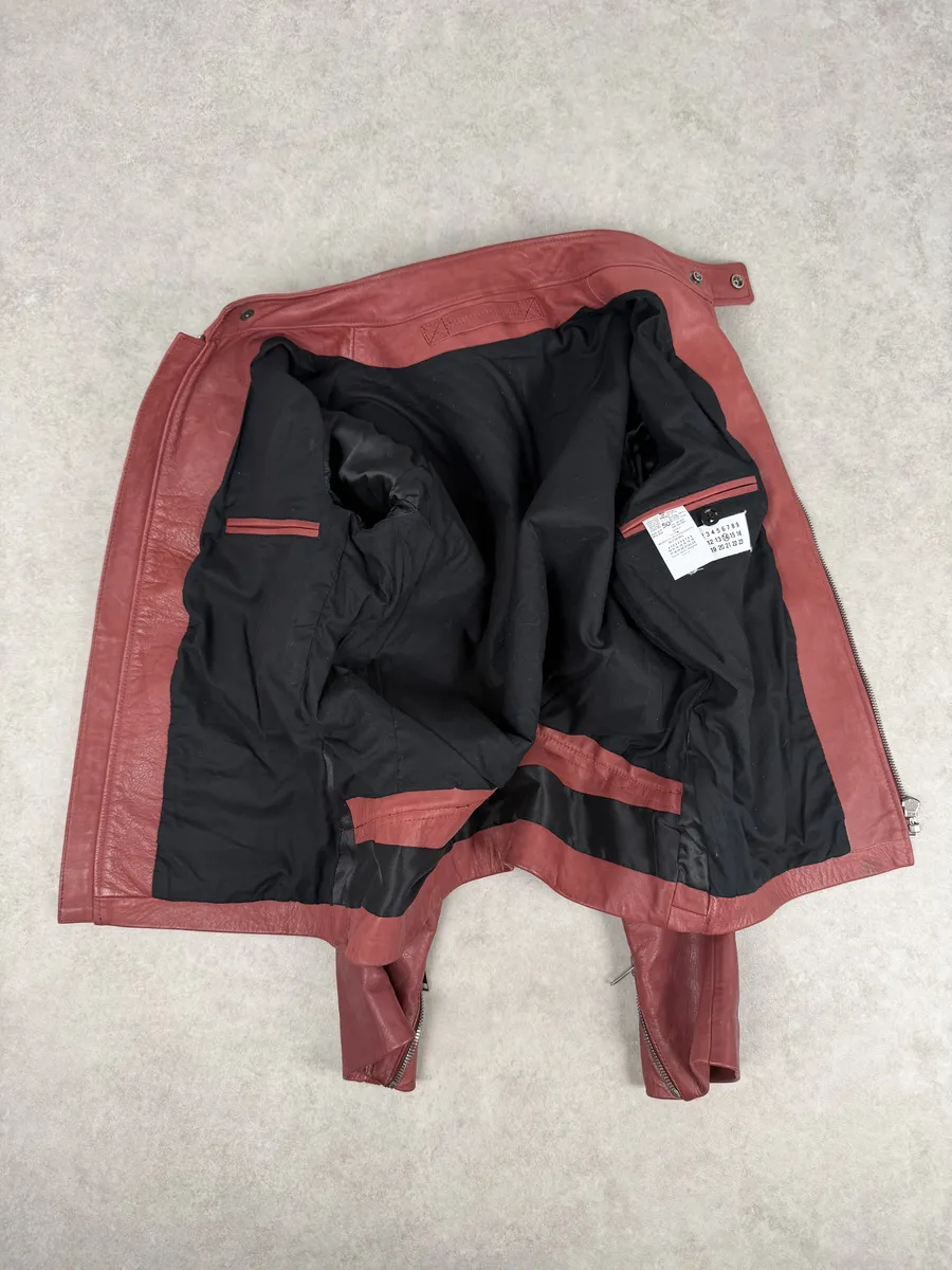 SS2012 Maison Margiela 5 Zip Red Leather Jacket - Image 13