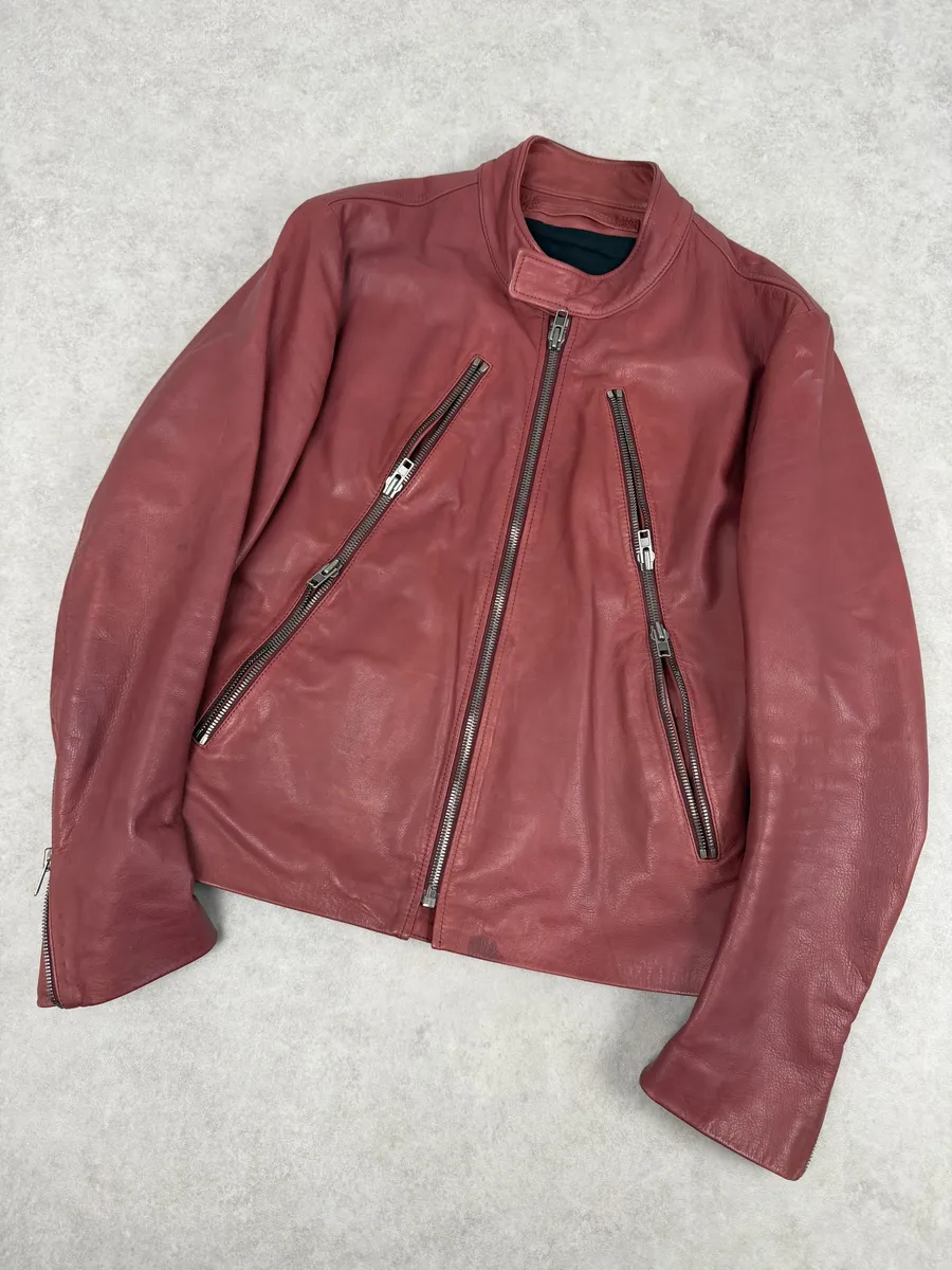 SS2012 Maison Margiela 5 Zip Red Leather Jacket - Image 5