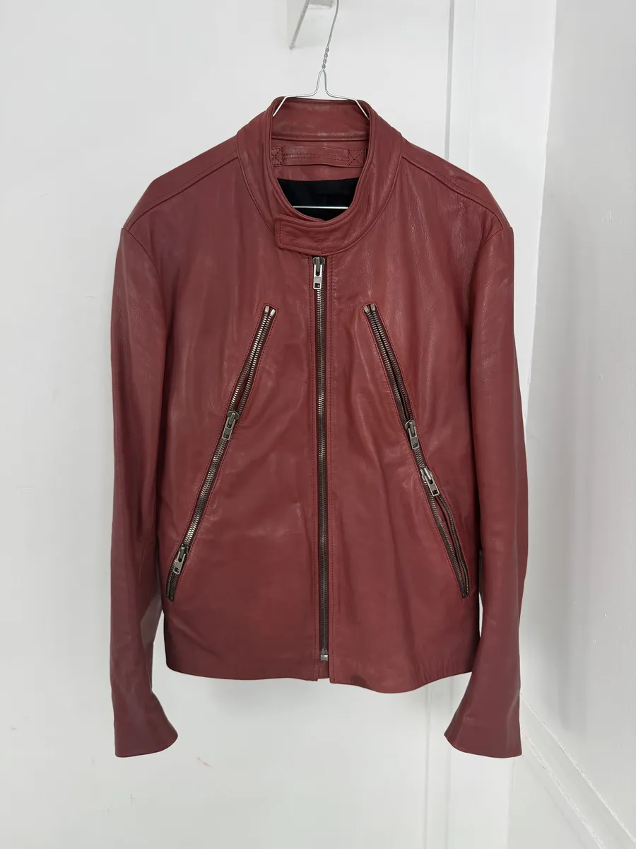 SS2012 Maison Margiela 5 Zip Red Leather Jacket - Image 6