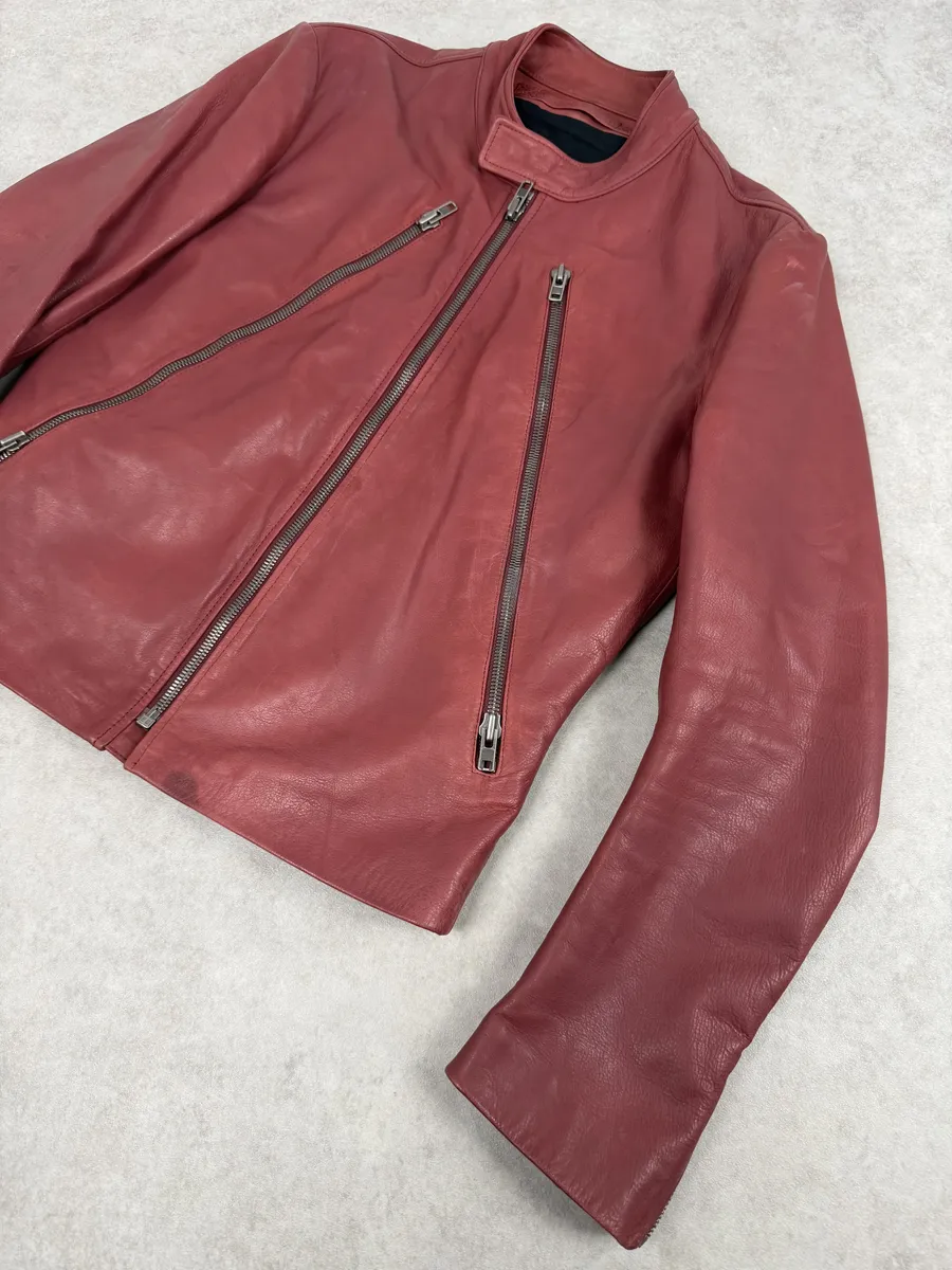 SS2012 Maison Margiela 5 Zip Red Leather Jacket - Image 7