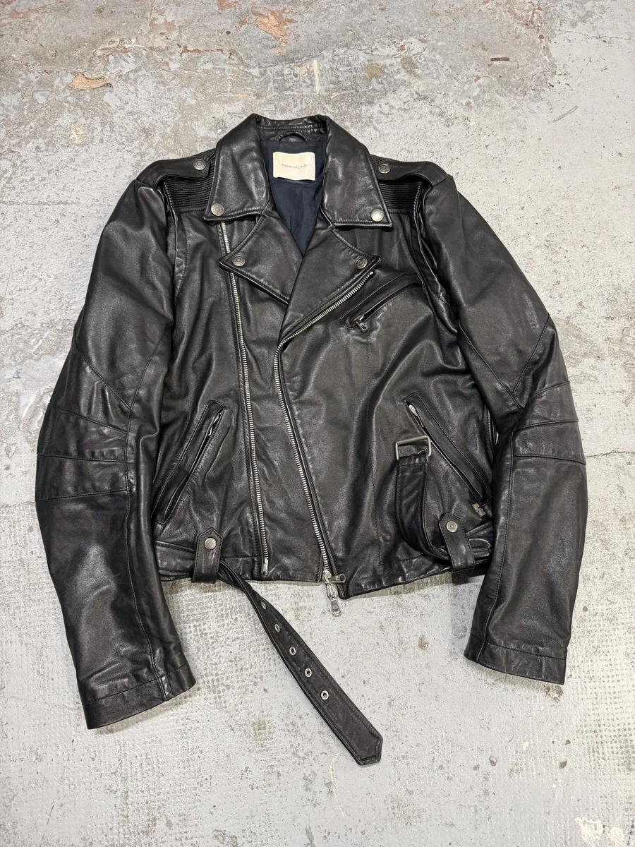 SS2012 Pierre Balmain Black Biker Leather Jacket - Image 3