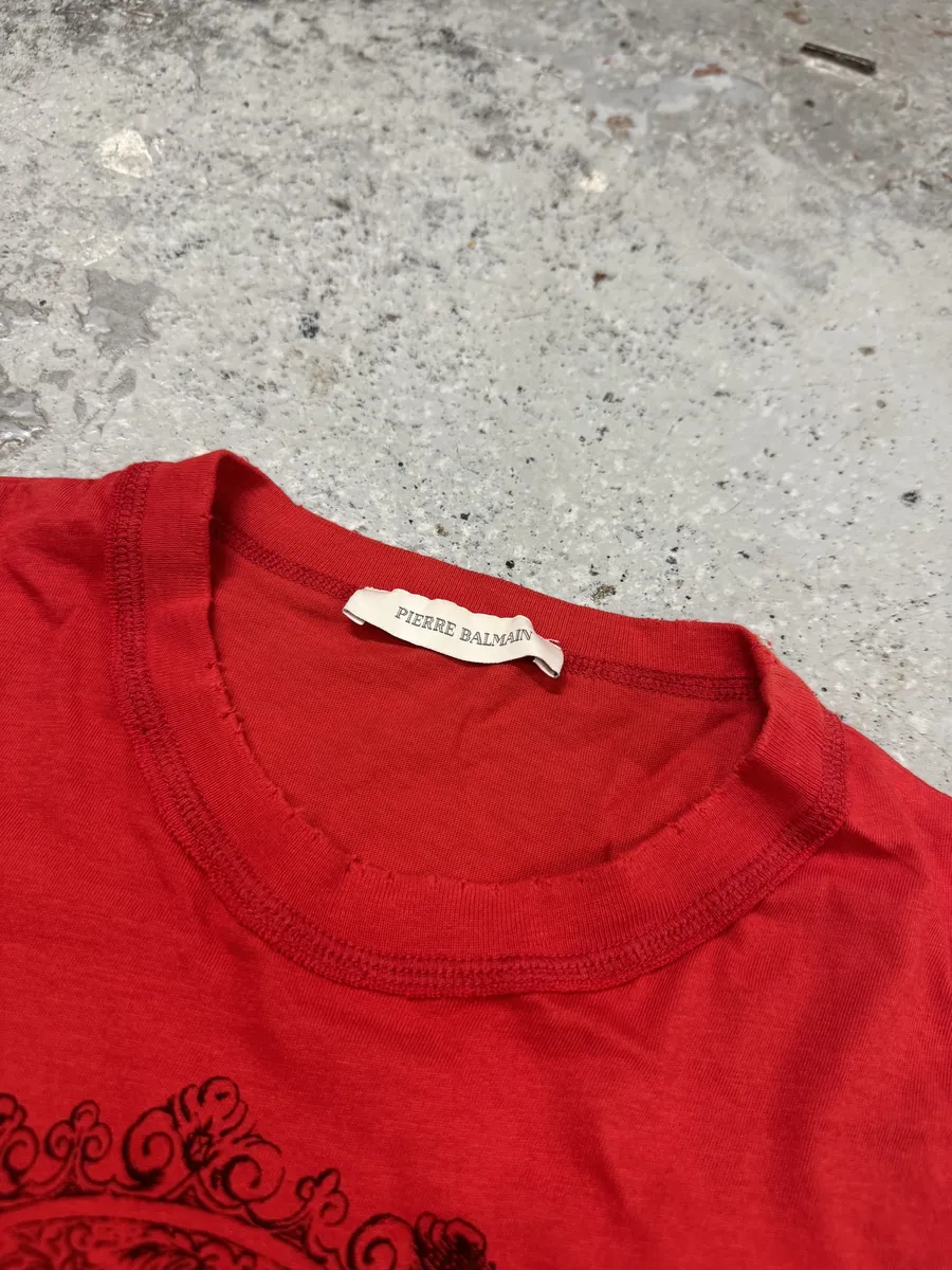 SS2012 Pierre Balmain Red & Black Contemporary King T-Shirt - Image 5