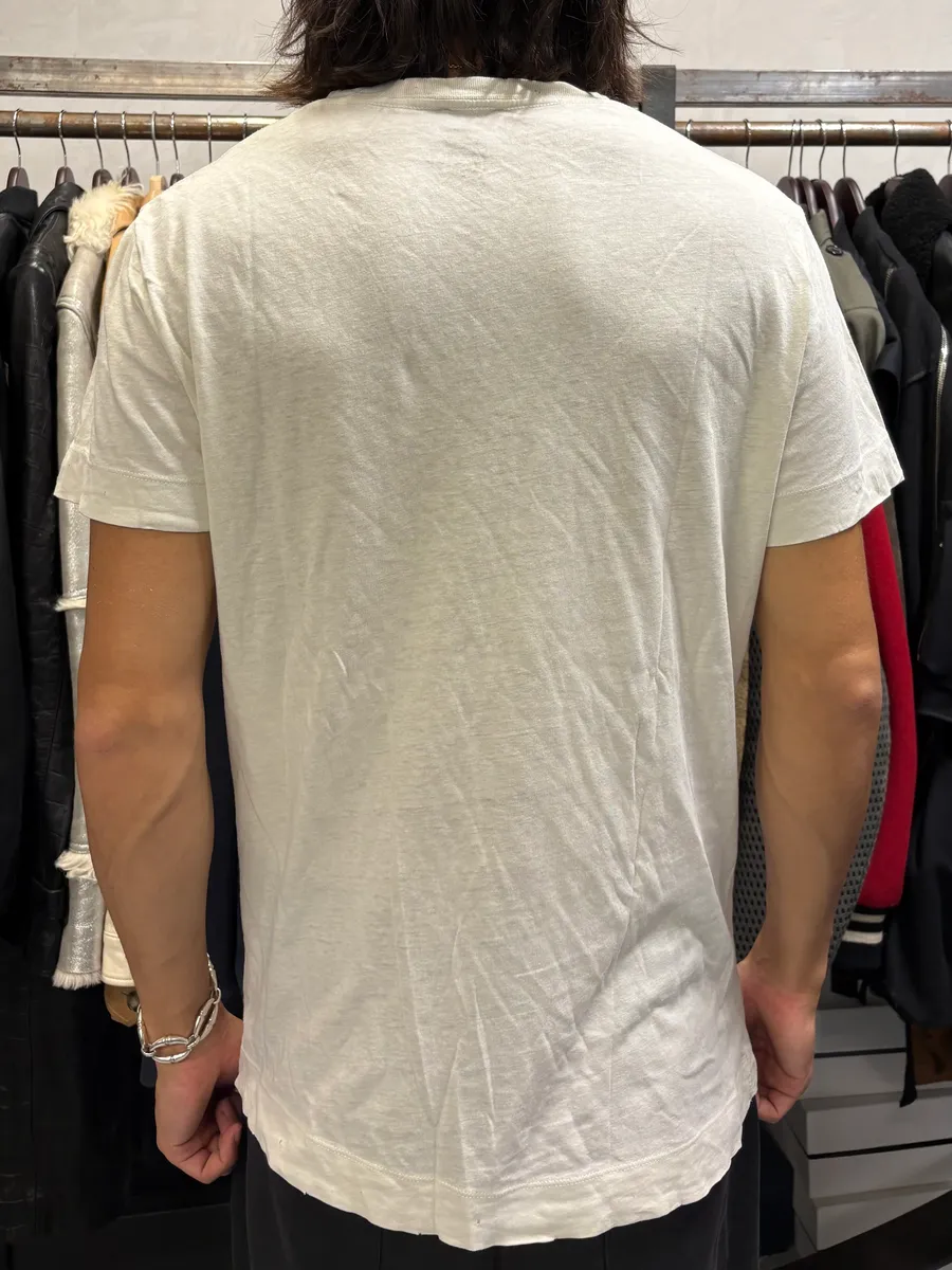 SS2012 Pierre Balmain White & Grey Zebra Striped Savage T-Shirt - Image 3