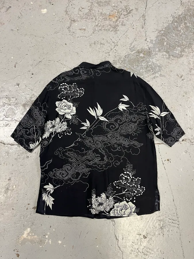 SS2012 Saint Laurent Flowers Asian Clouds Black Shirt - Image 6