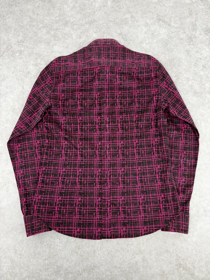 SS2012 Versace Black & Pink Abstract Checkered Shirt - Image 4