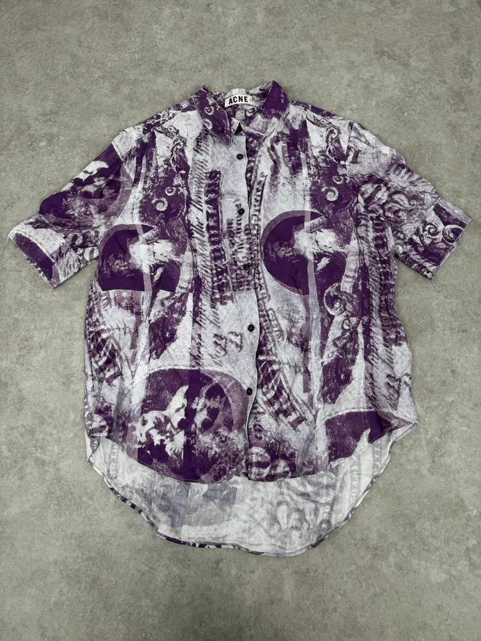 SS2013 Acne Studios Purple Dollar Short Sleeve Shirt - Image 3