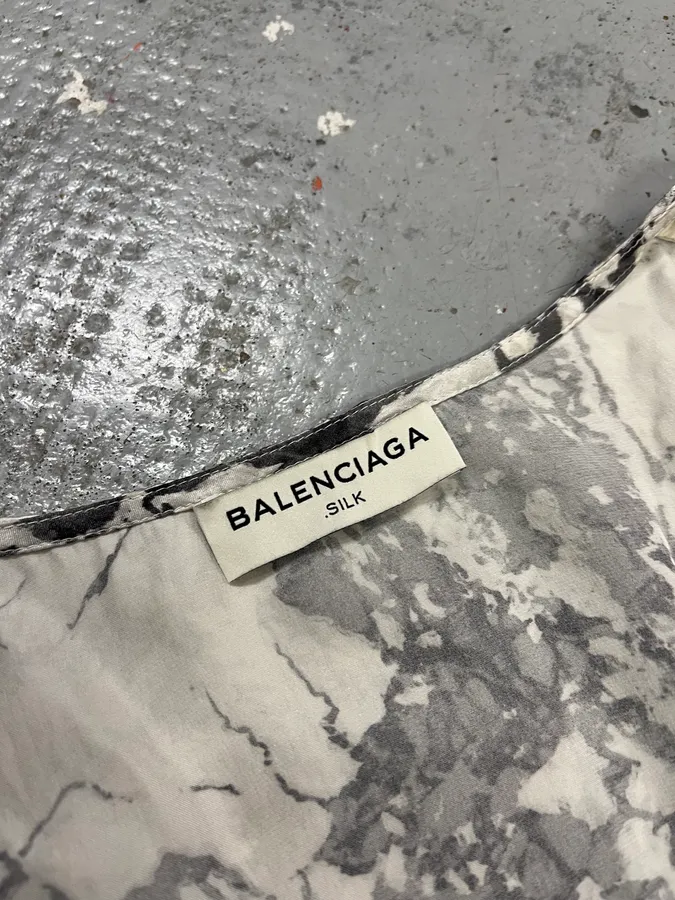 SS2013 Balenciaga Silk Marble White Tank Top - Image 8