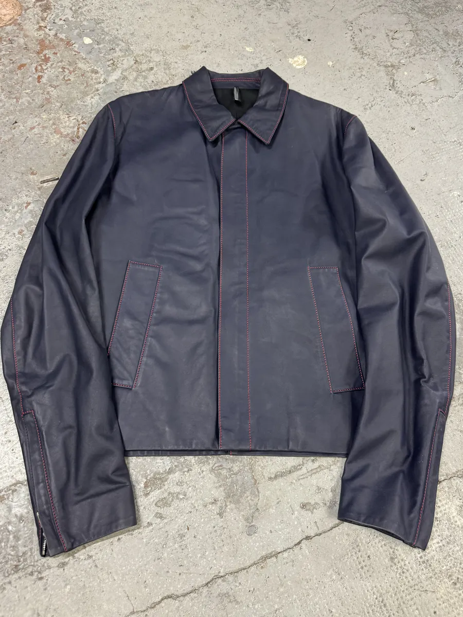 SS2013 Dior Navy Kangaroo Leather Premium Jacket by Kris Van Assche