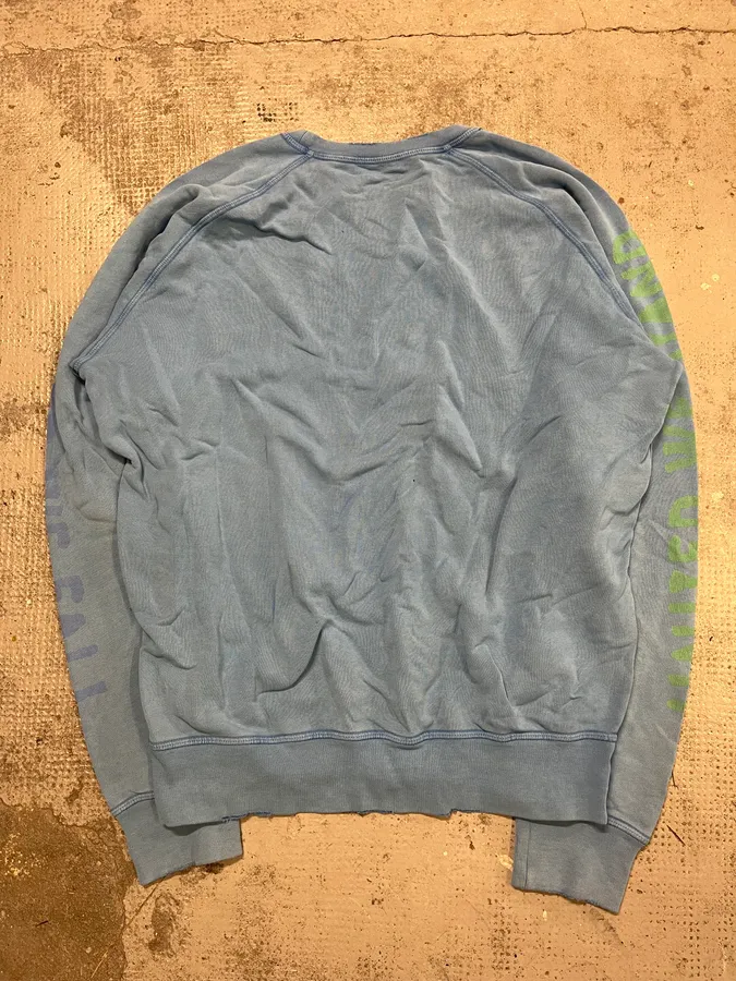 SS2013 Dsquared2 Blue Distressed Faded Crewneck Sweater - Image 6