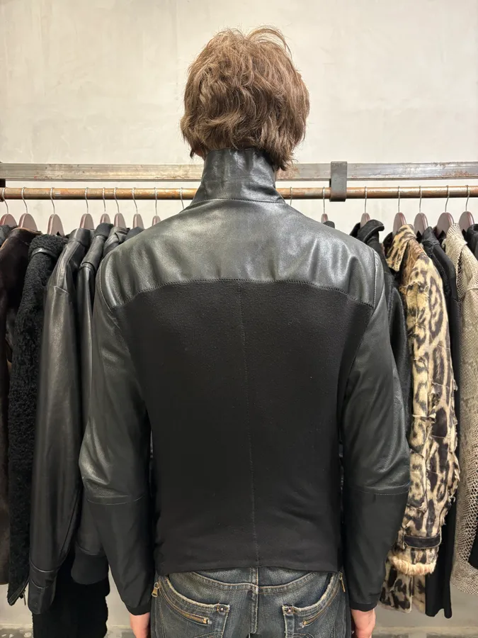 SS2013 Emporio Armani Black Leather Jacket - Image 3