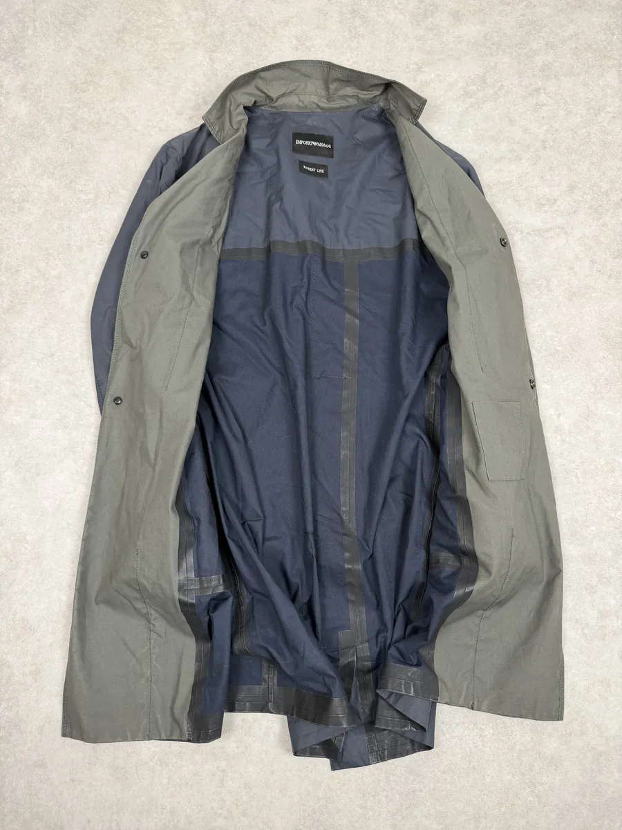 SS2013 Emporio Armani Navy Military Green Layering Trench Coat - Image 6